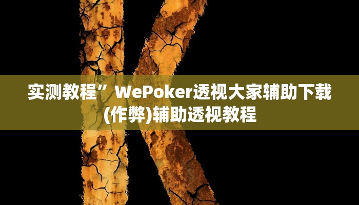 实测教程”WePoker透视大家辅助下载(作弊)辅助透视教程